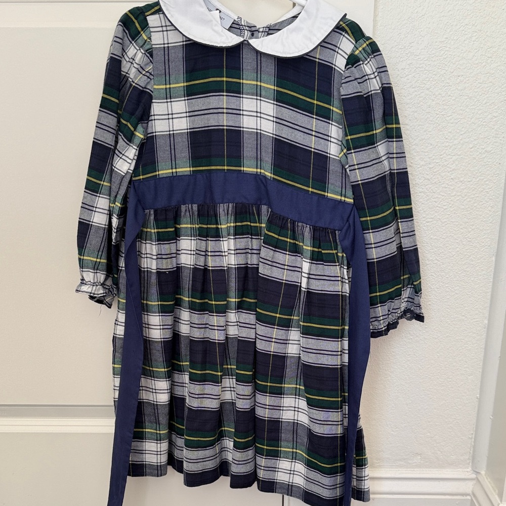 Plaid Kids Dress with White Collar Classic dress. 5